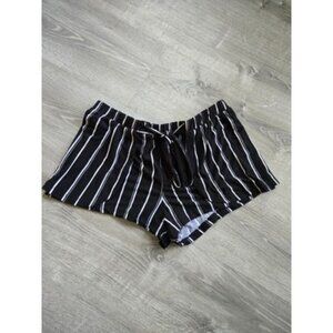 Black And White Striped Shorts With Tie Front Hot Kiss L